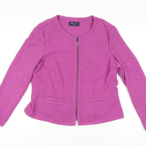 Marks and Spencer Women Pink Slim Fit Knit Zip Jacket Size 14