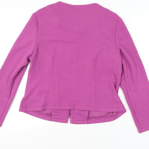 Marks and Spencer Women Pink Slim Fit Knit Zip Jacket Size 14