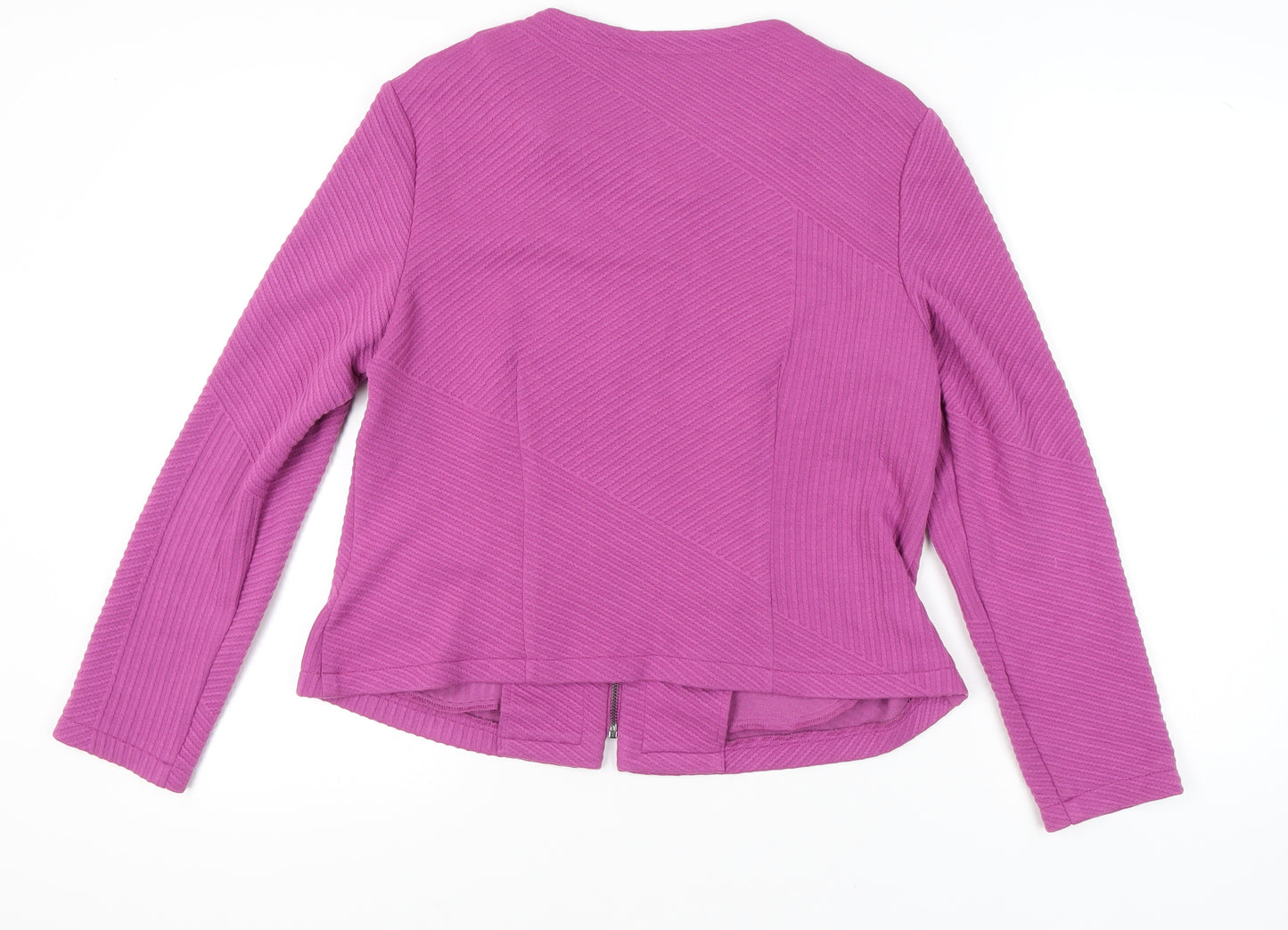 Marks and Spencer Women Pink Slim Fit Knit Zip Jacket Size 14