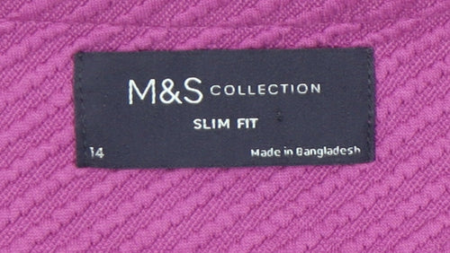 Marks and Spencer Women Pink Slim Fit Knit Zip Jacket Size 14
