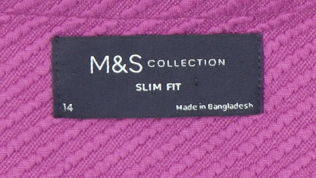 Marks and Spencer Women Pink Slim Fit Knit Zip Jacket Size 14