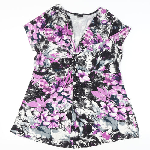 Bodyflirt Women’s Multicoloured Floral V-Neck Tunic Blouse L