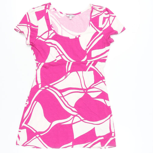 M&Co Women’s Pink Geometric Print Jersey T-Shirt Size 14