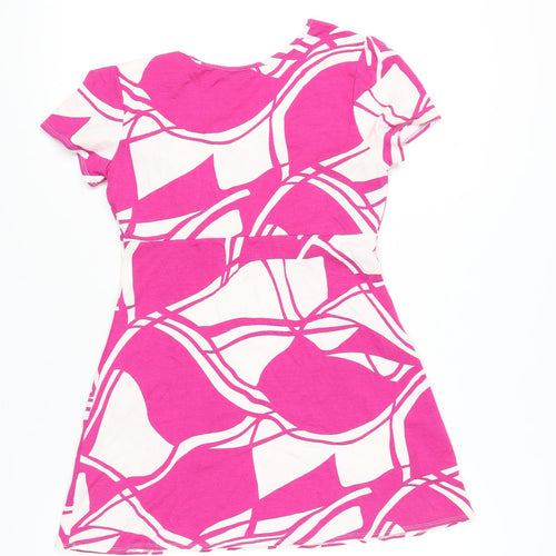 M&Co Women’s Pink Geometric Print Jersey T-Shirt Size 14