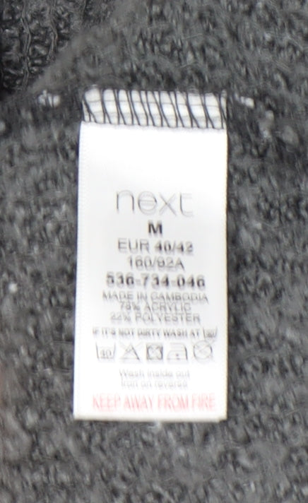 Next Petite Women’s Grey Check Collared Cardigan Size 14 Acrylic Blend