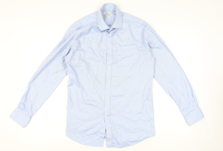 Next Men's Blue Striped Regular Fit Dress Shirt 39cm M Long Sleeve