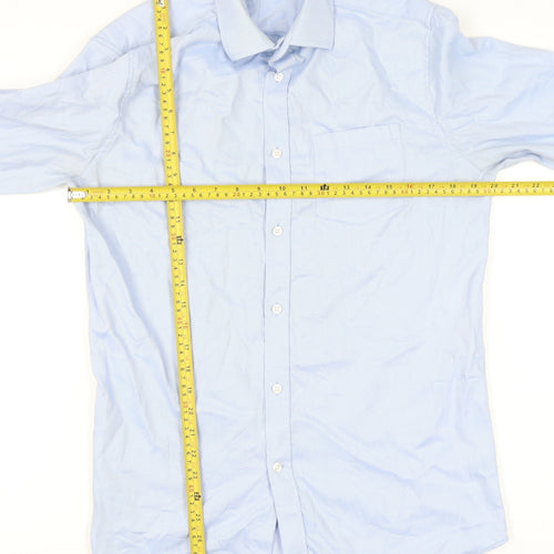 Next Men's Blue Striped Regular Fit Dress Shirt 39cm M Long Sleeve