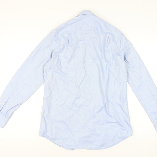 Next Men's Blue Striped Regular Fit Dress Shirt 39cm M Long Sleeve