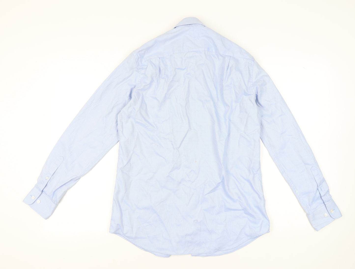 Next Men's Blue Striped Regular Fit Dress Shirt 39cm M Long Sleeve