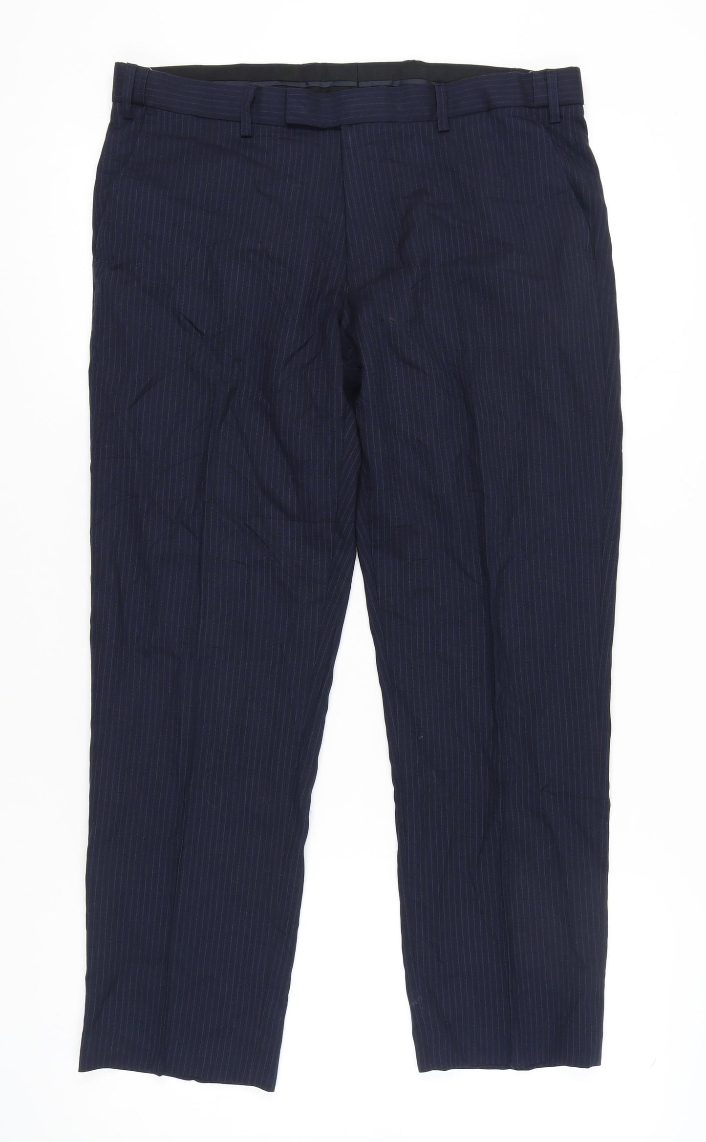 Marks and Spencer Women’s Blue Pinstripe Wool Blend Dress Pants 36R