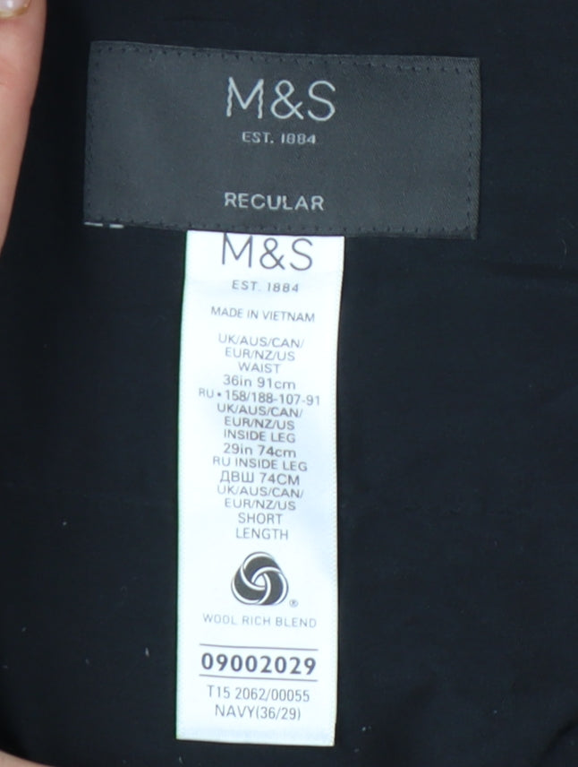 Marks and Spencer Women’s Blue Pinstripe Wool Blend Dress Pants 36R
