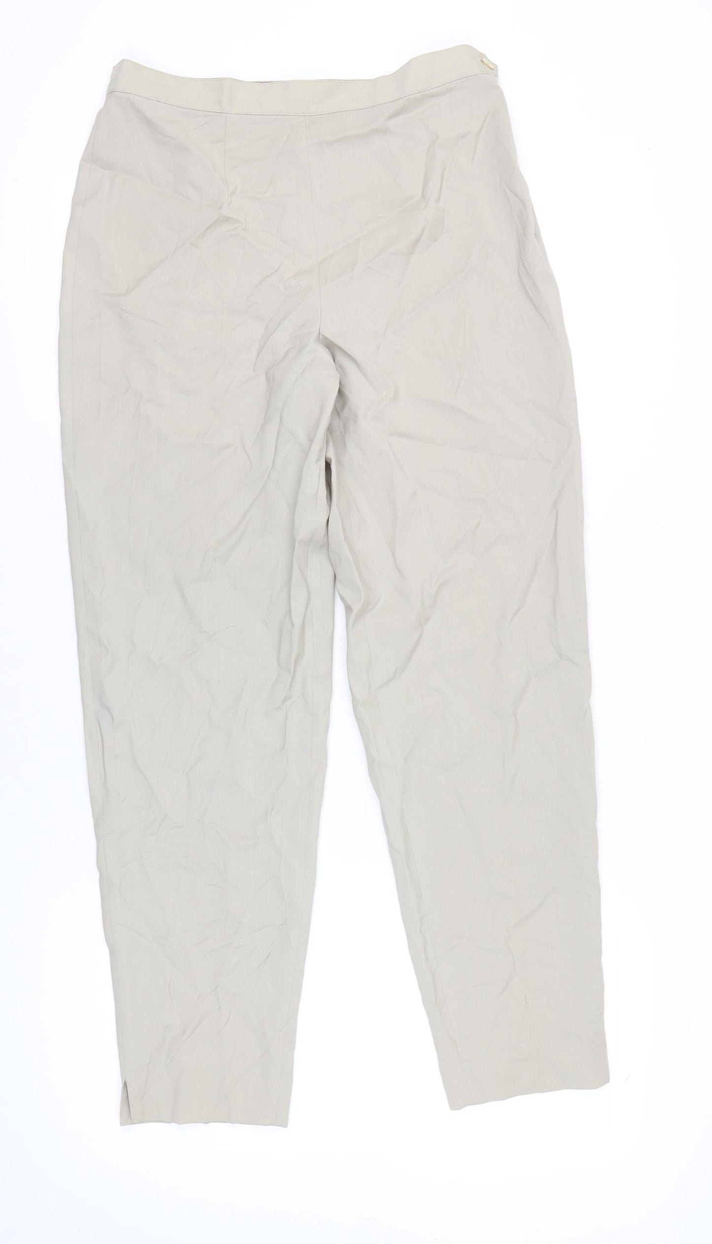 L. Pucci Women's Beige Wool Straight Leg Trousers Size 20
