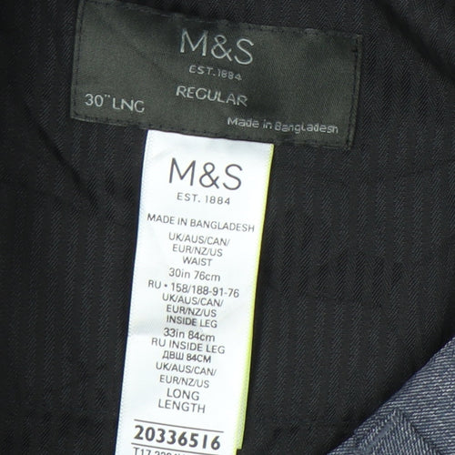 Marks and Spencer Men’s Blue Regular Fit Chambray Trousers 30W 33L Business