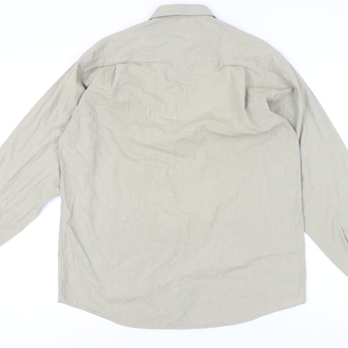 BHS Mens Beige Check Long Sleeve Button-Up Shirt 15.5 Collar