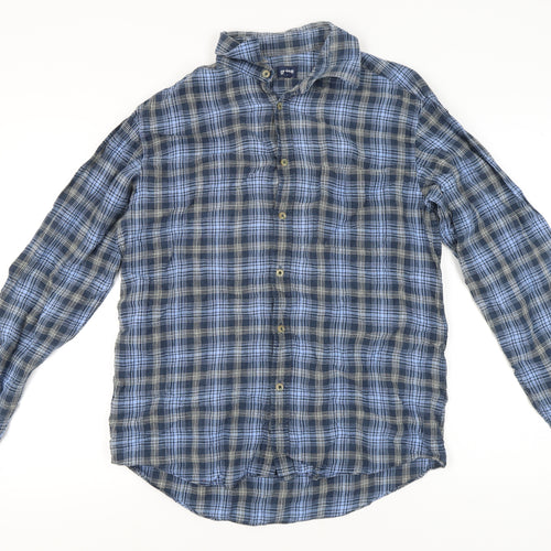 Guise Men's Blue Check Long Sleeve Button-Up Shirt M