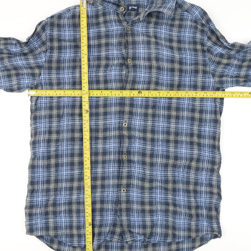 Guise Men's Blue Check Long Sleeve Button-Up Shirt M