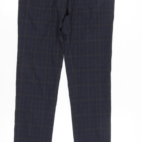 Marks and Spencer Men’s Blue Check Slim Fit Trousers 30x33