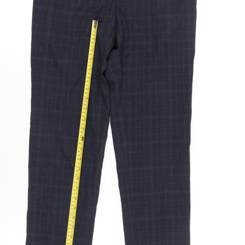 Marks and Spencer Men’s Blue Check Slim Fit Trousers 30x33