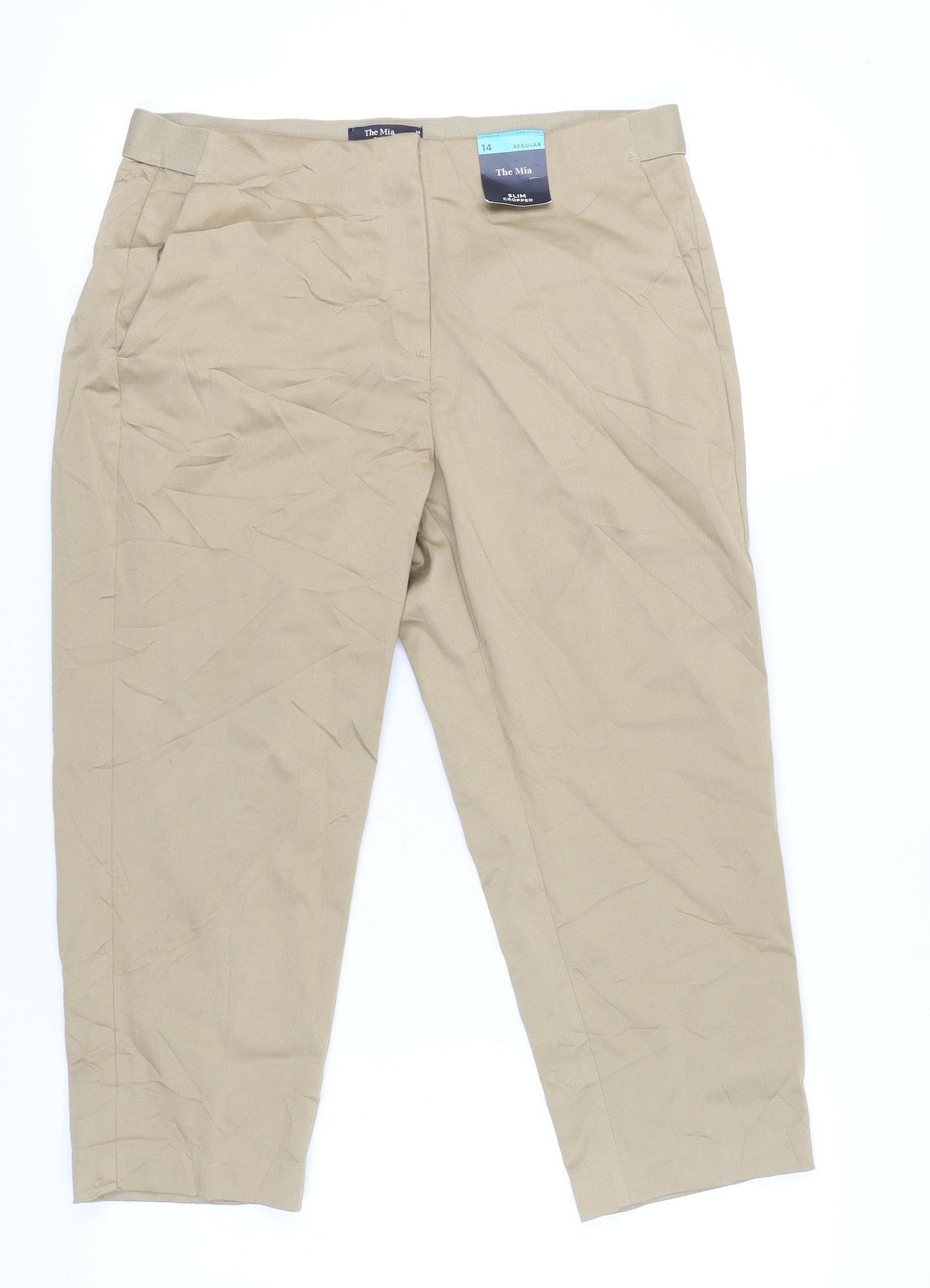Marks and Spencer Women’s Beige Chino Trousers Size 14 Regular Cotton Blend