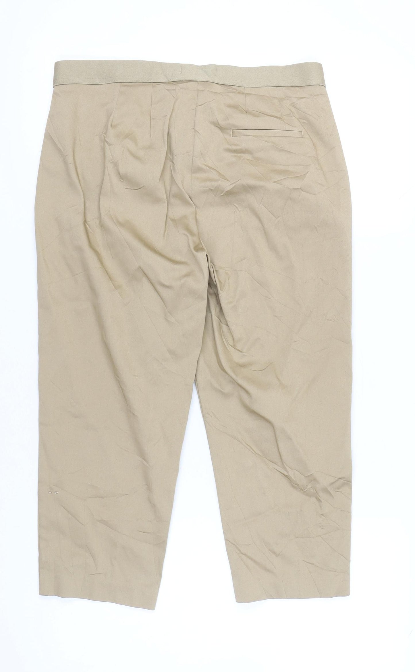 Marks and Spencer Women’s Beige Chino Trousers Size 14 Regular Cotton Blend