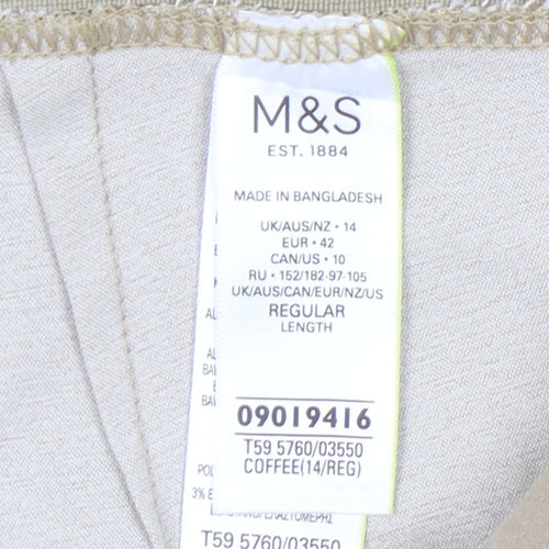 Marks and Spencer Women’s Beige Chino Trousers Size 14 Regular Cotton Blend