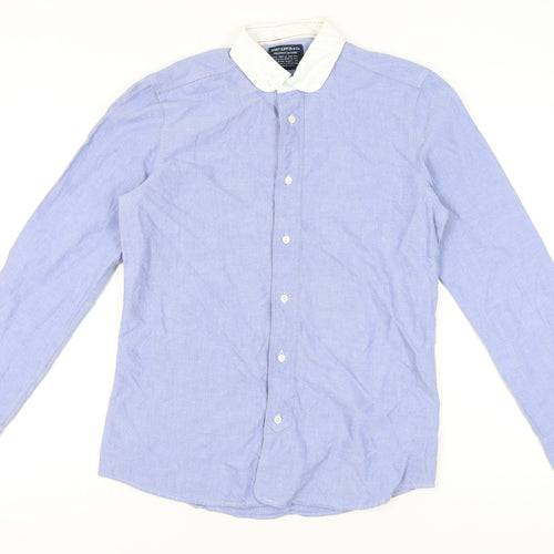 John Lewis & Co. Men's Blue Point Collar Cotton Long Sleeve Shirt S