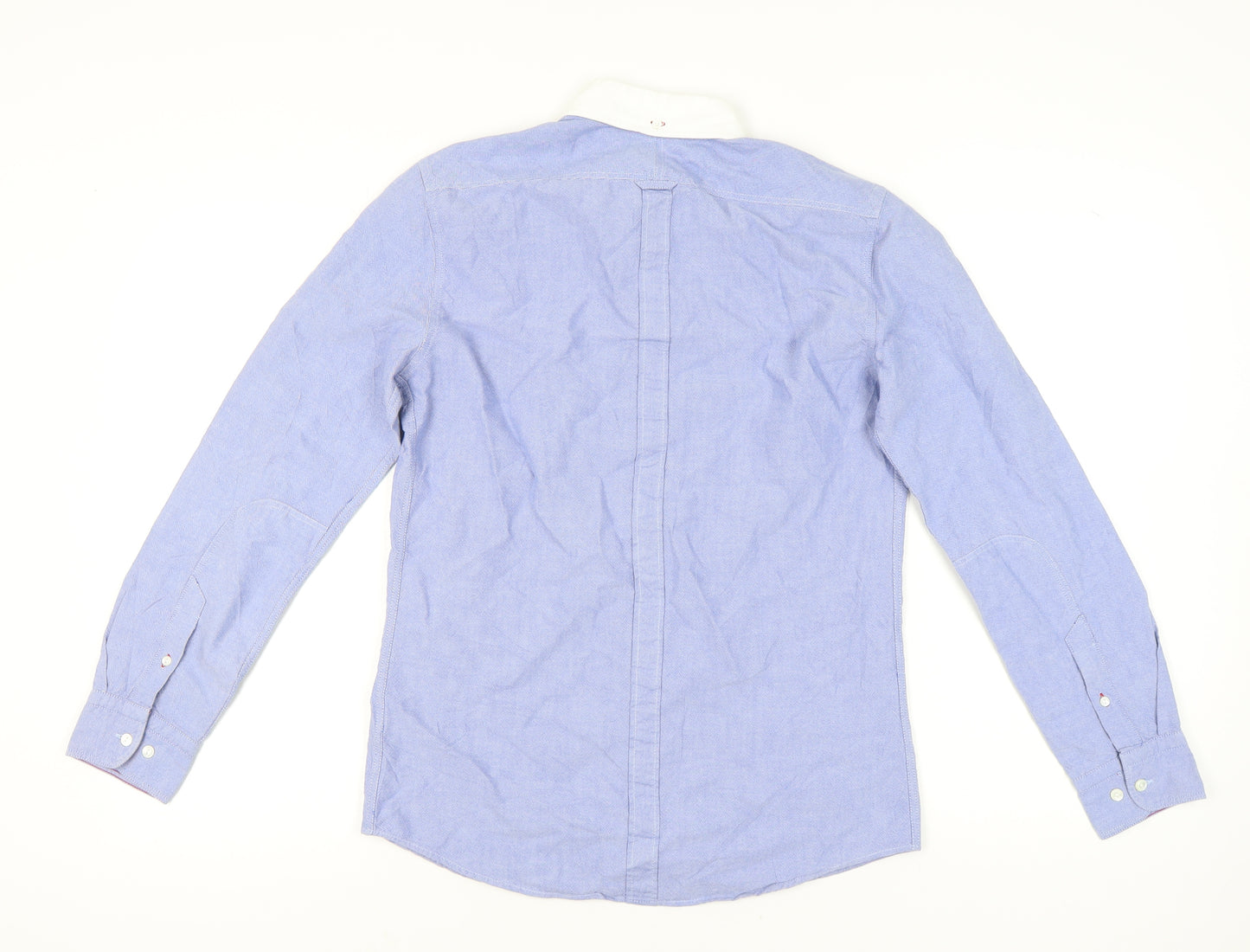 John Lewis & Co. Men's Blue Point Collar Cotton Long Sleeve Shirt S