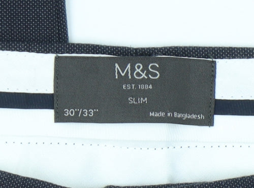 Marks and Spencer Men's Blue Slim Fit Dress Pants 30x33 Business