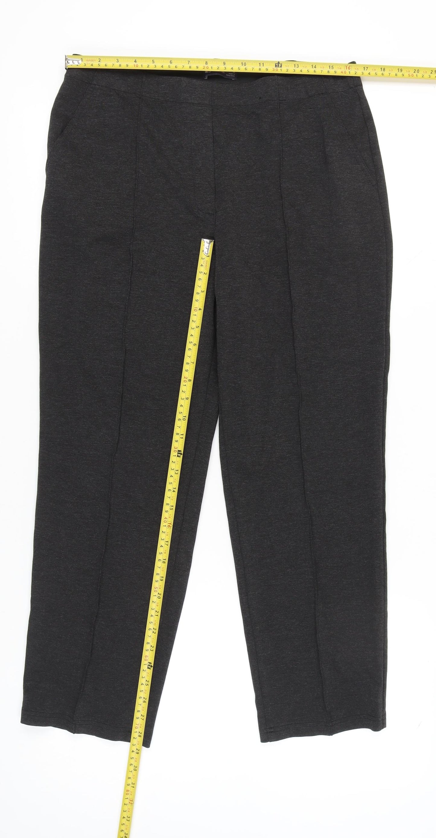 Marks and Spencer Womens Black Size 16 Straight Leg Jersey Trousers