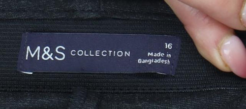 Marks and Spencer Womens Black Size 16 Straight Leg Jersey Trousers