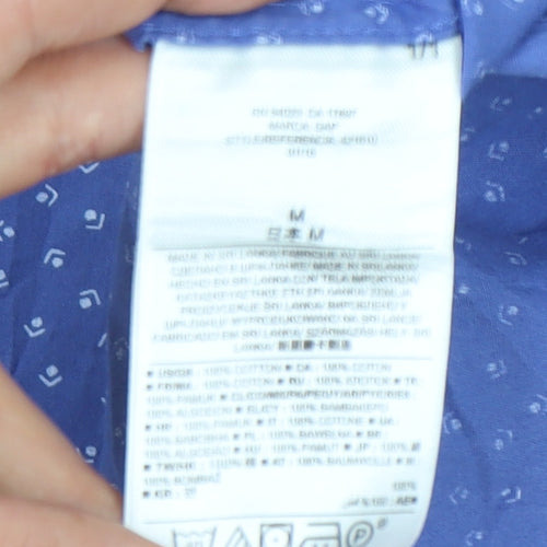 GAP Men's Blue Geometric Long Sleeve Cotton Button-Up Shirt M