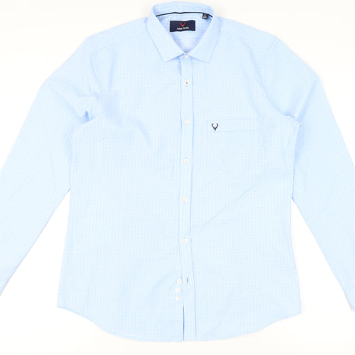 Allen Solly Men's Blue Slim Fit Checked Long Sleeve Shirt 42in