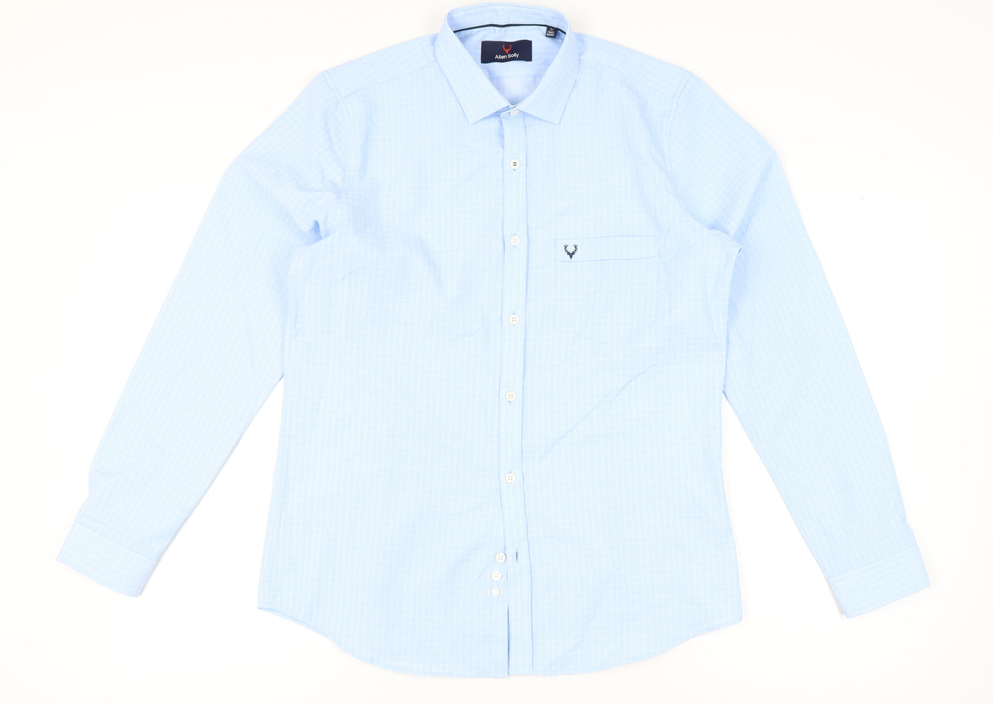 Allen Solly Men's Blue Slim Fit Checked Long Sleeve Shirt 42in