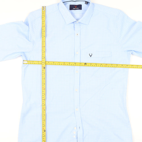 Allen Solly Men's Blue Slim Fit Checked Long Sleeve Shirt 42in