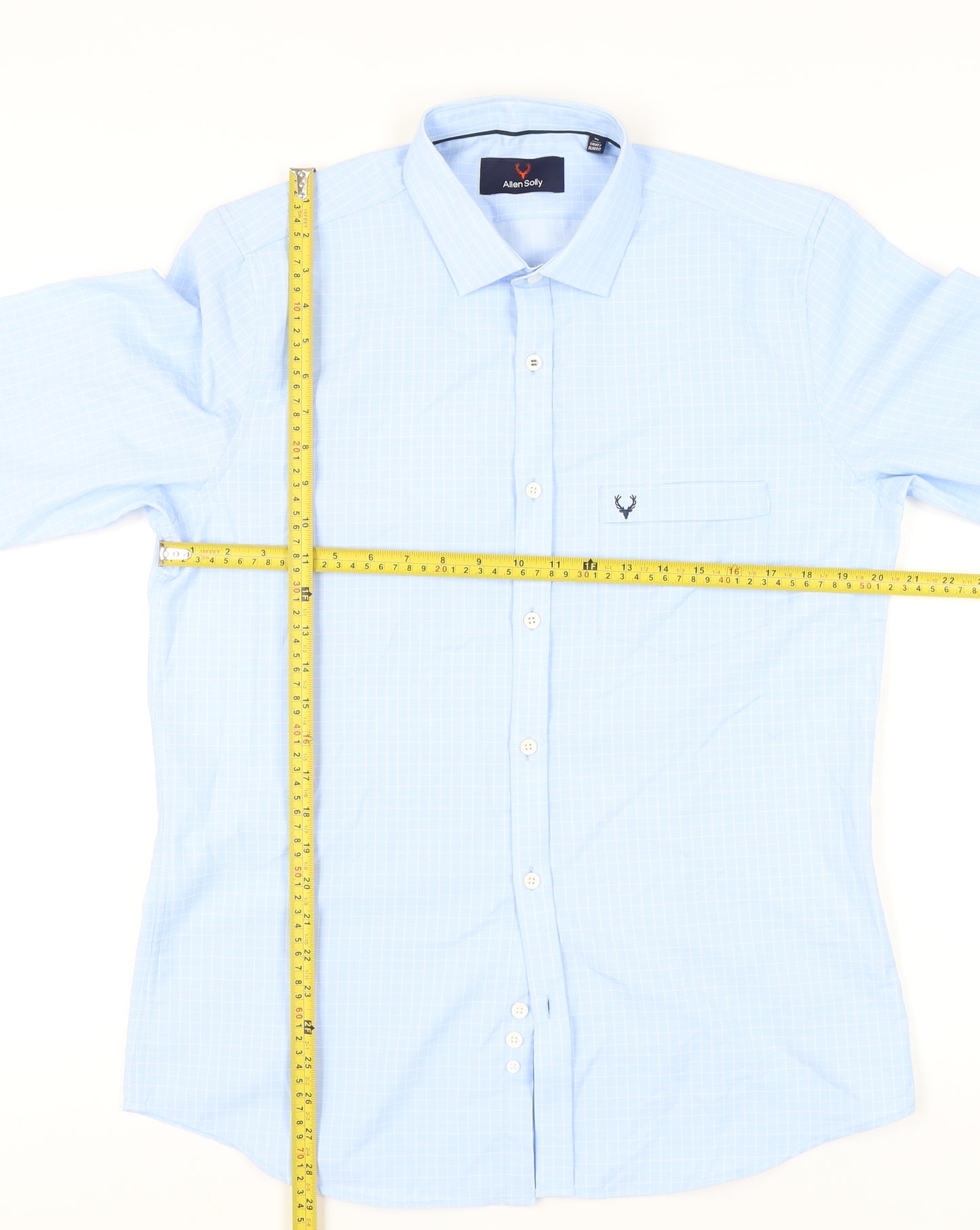 Allen Solly Men's Blue Slim Fit Checked Long Sleeve Shirt 42in