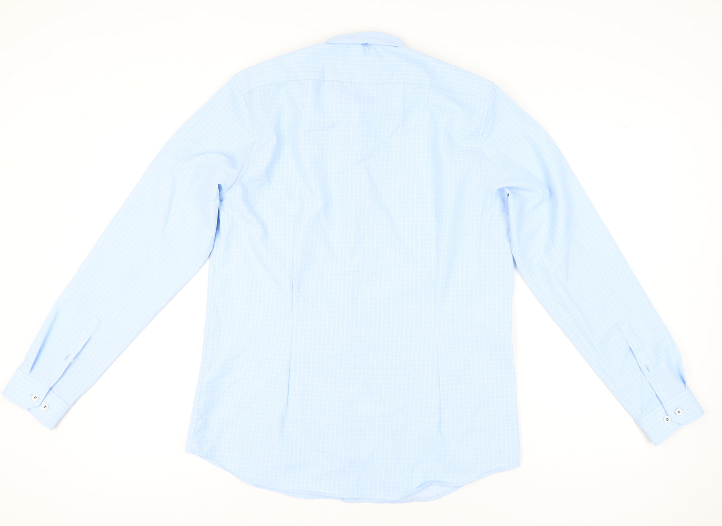 Allen Solly Men's Blue Slim Fit Checked Long Sleeve Shirt 42in