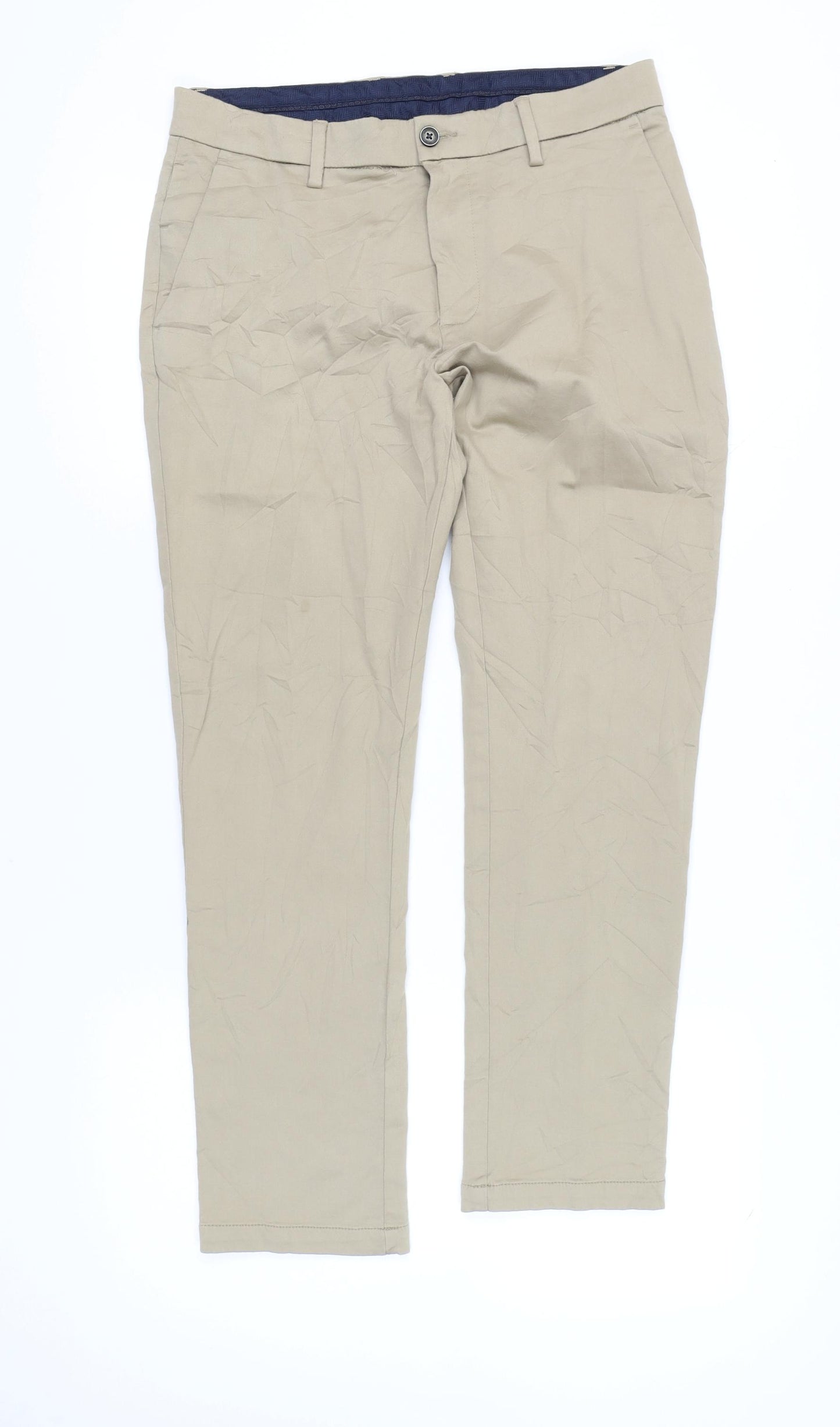 Marks and Spencer Men's Beige Chino Trousers 34W 31L Regular Fit