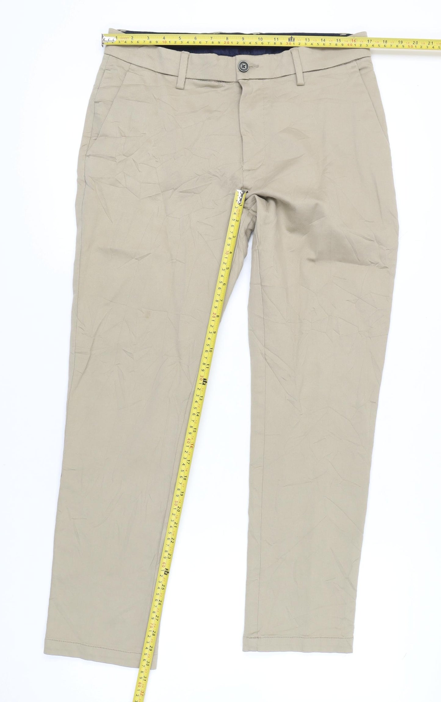 Marks and Spencer Men's Beige Chino Trousers 34W 31L Regular Fit