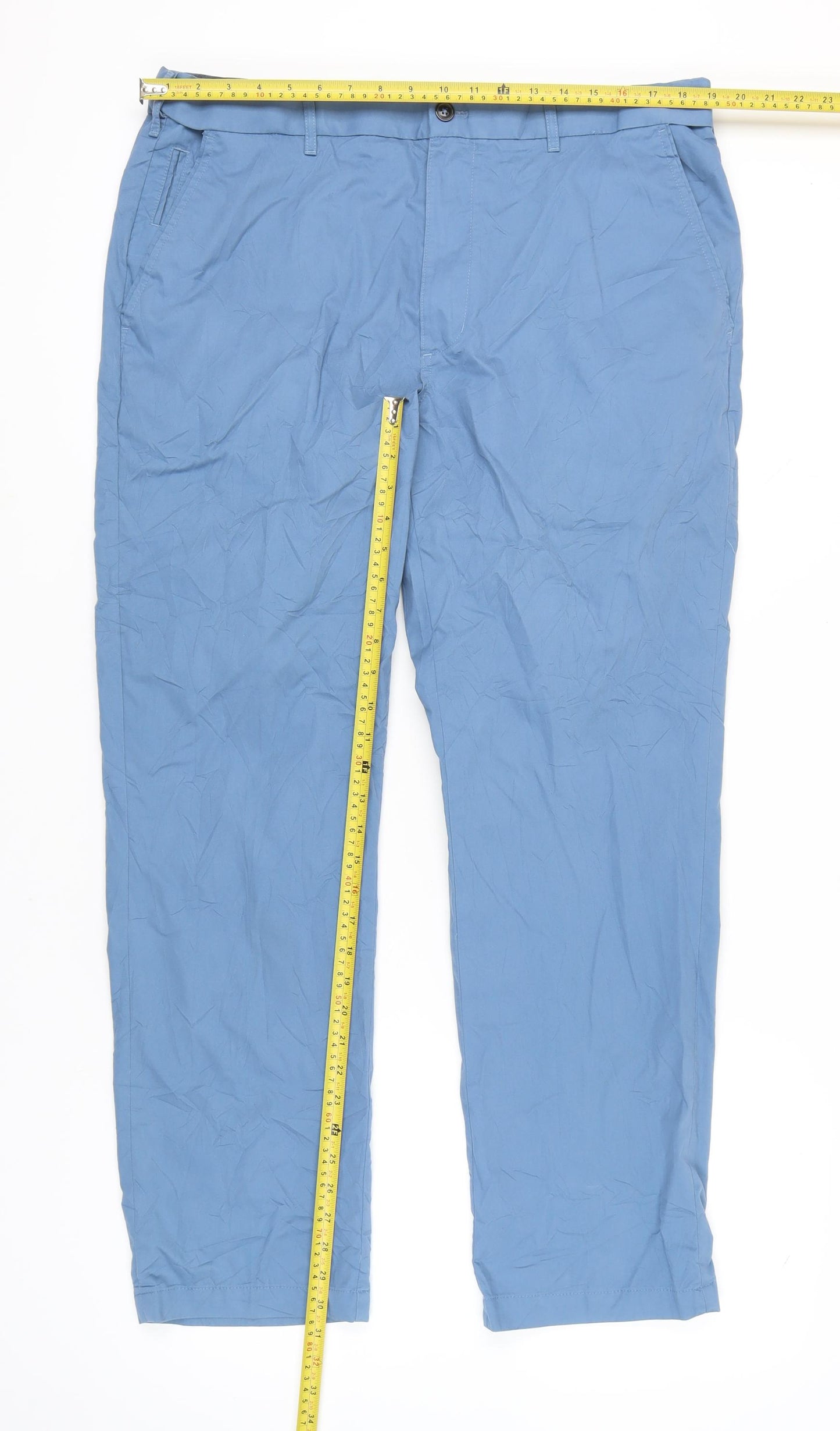 Marks and Spencer Blue Harbour Mens Blue Chino Trousers 38W 31L Regular Fit