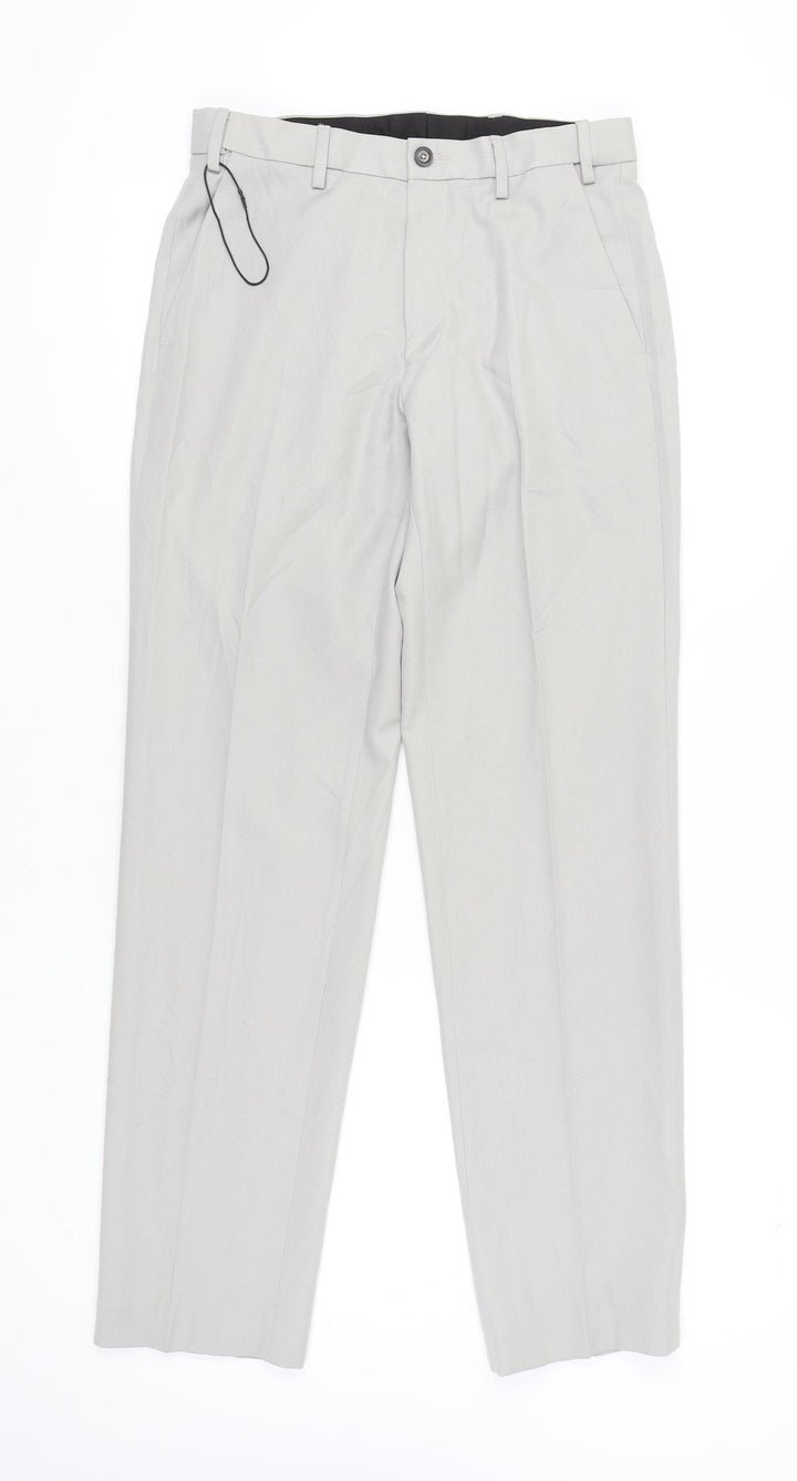 Marks and Spencer Men's Grey 30in Waist Regular Fit Dress Pants