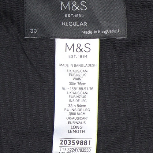 Marks and Spencer Men's Grey 30in Waist Regular Fit Dress Pants