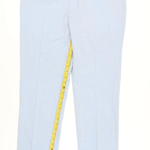 Marks & Spencer Men's Blue Slim Fit Dress Trousers 38L Straight Leg