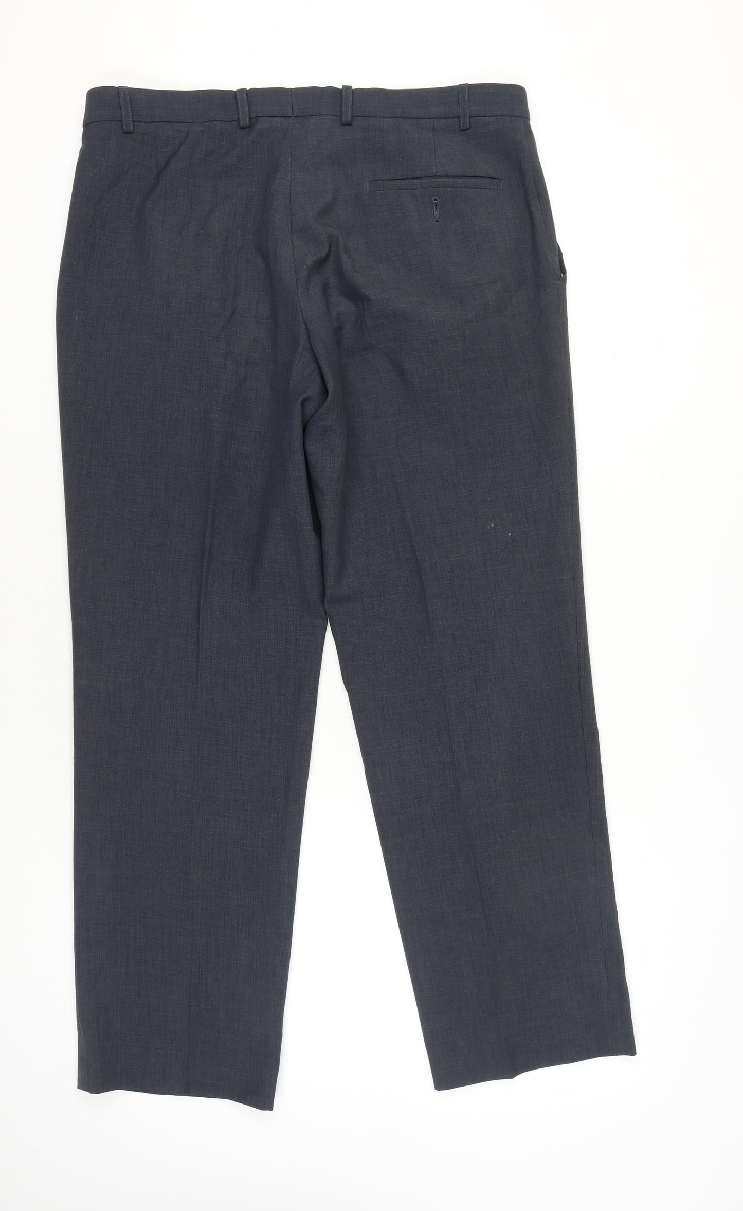 Marks & Spencer Men's Grey 32W 31L Regular Fit Dress Trousers Wool Blend