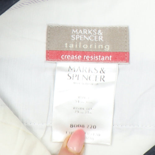 Marks & Spencer Men's Grey 32W 31L Regular Fit Dress Trousers Wool Blend