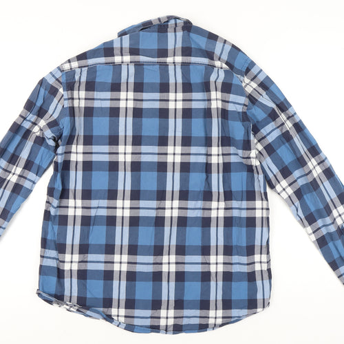 American Eagle Outfitters Men's Blue Check Long Sleeve Shirt L