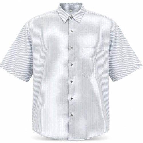 Fire Island Men’s Blue Striped Cotton Short Sleeve Button-Up Shirt XL
