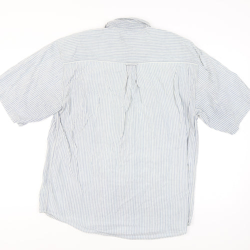 Fire Island Men’s Blue Striped Cotton Short Sleeve Button-Up Shirt XL