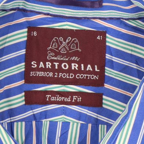 Marks & Spencer Men’s Blue Striped Slim Fit Shirt 16in Collar 42in Chest