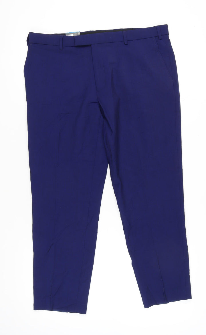 Marks and Spencer Women's Blue 38in Wool Blend Tailored Dress Pants