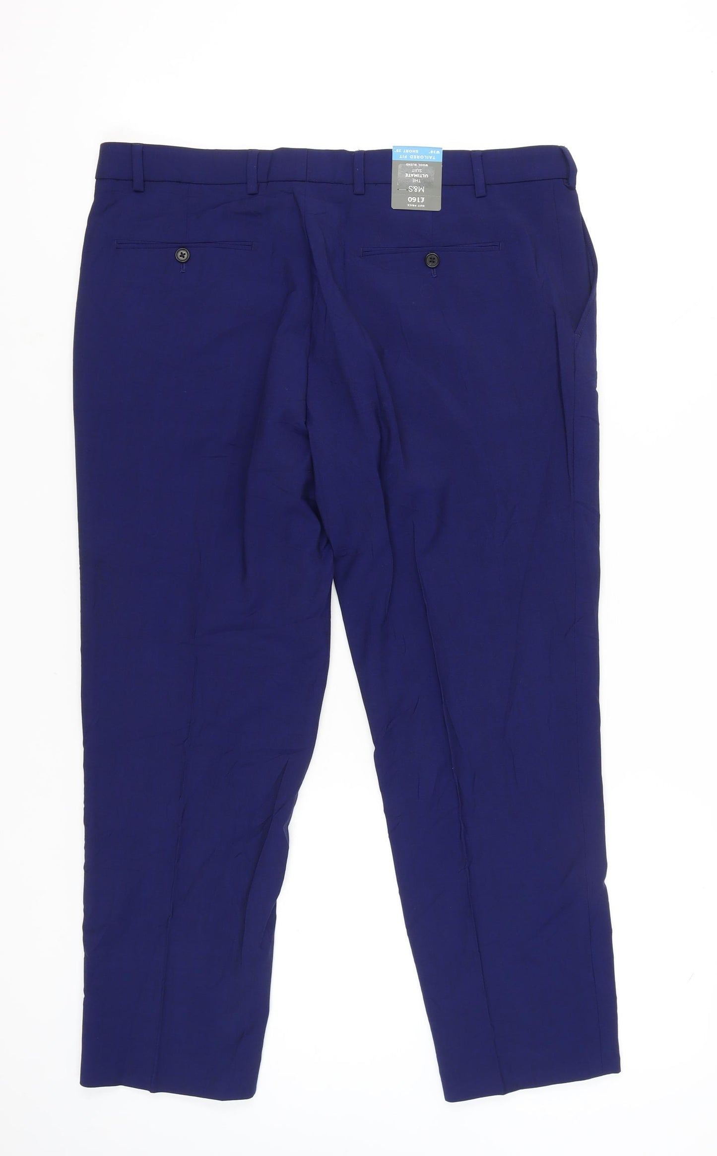 Marks and Spencer Women's Blue 38in Wool Blend Tailored Dress Pants